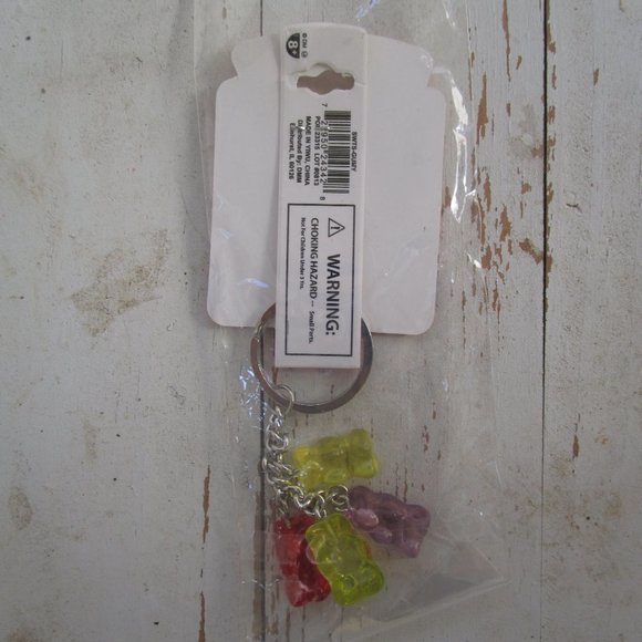 Y2K Gummy Bear Charm Keychain Silver Tone - Picture 2 of 2